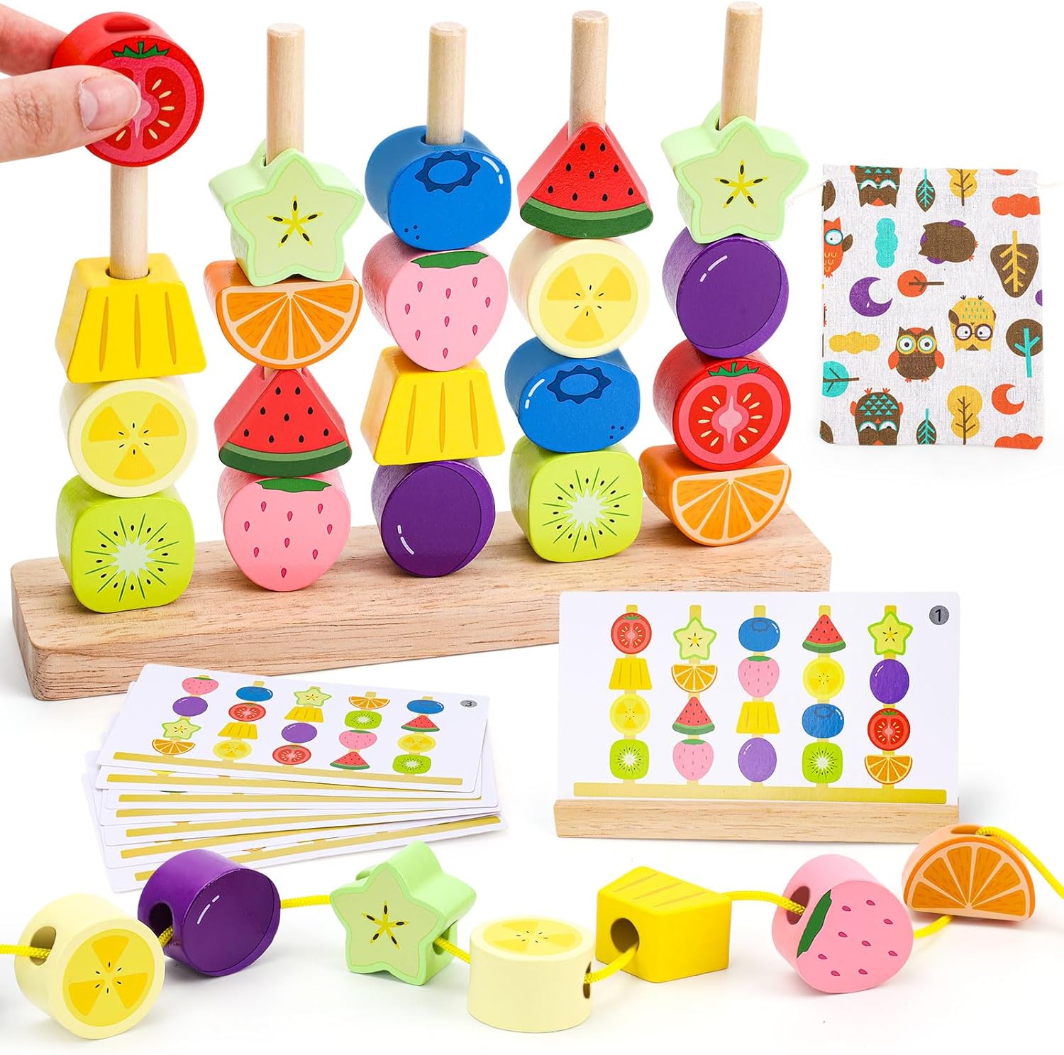 GiddyGlow Montessori Wooden Bead Game